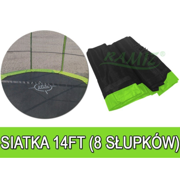 Siatka ochronna SkyRamiz Zielony do trampoliny ogrodowej 427cm/14FT 8 tuneli na słupki